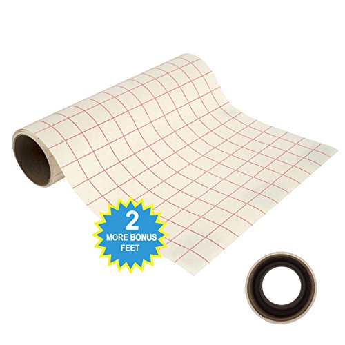 Angel Crafts 12 by 8' Transfer Paper Tape Roll w/ Grid - PERFECT ALIGNMENT of Cricut or Cameo Self Adhesive Vinyl for Walls, Signs, Decals, Windows, and other Smooth Surfaces.
