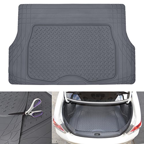 MotorTrend® Heavy Duty Premium Rubber Cargo Mat Trimmable Trunk Liner for Trucks and Sedans Multi Size (Small (SML) - 31.5x50, Stone Gray)