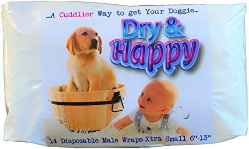 Dry & Happy 14 Count Extra-Small Dog Disposable Male Wrap for Male Marking, Urinary Incontinence and Excitable Urination