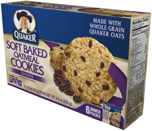 Quaker Soft Baked Oatmeal Cookie, Raisins, 8.8-Ounce (Pack of 12)