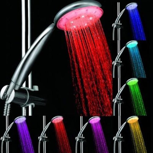 Color Changing Showerhead Nozzle - Rainbow LED Lights Cycle Every 2 Seconds