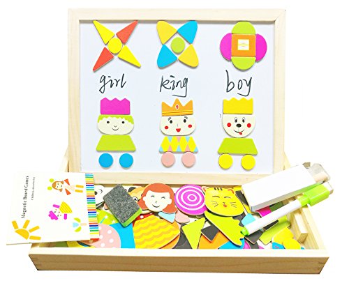 Wooden Jigsaw Puzzles Magnetic Toys Double Sided Easel Drawing Board Games for Kids