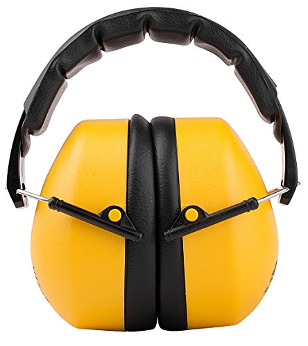 TR Industrial Schutz Compact Foldable Ear Muffs with Soft Adjustable Headband, NRR = 34dB, CE Approved, ANSI S12.42/S3.19, Yellow, Black
