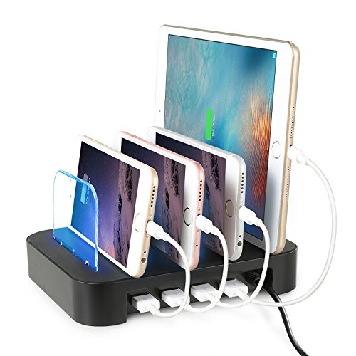 [2016 Newest Version] Charging Station, WinTech Detachable Universal Multi-Port USB Charging Station [4-Port USB Charging Dock] Desktop Charging Stand Organizer Fits most USB-Charged Devices