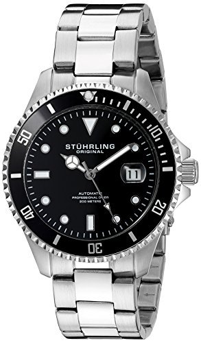 Stuhrling Original Men's 792.01 Aquadiver Analog Display Automatic Self-Wind Silver-Tone Watch
