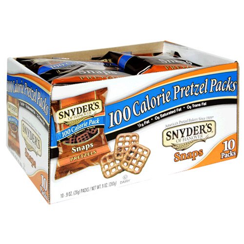 Snyder's of Hanover 100 Calorie Packs Pretzel Snaps, 10-Count Packages (Pack of 6)