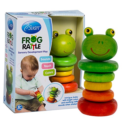 Frog Rattle by Svan - Made from All Natural Wood - Perfect for Baby Shower Gift, Your Baby Nursery!