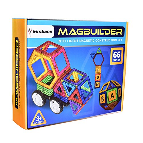 Simbans MAGBUILDER - 66 Pcs - Magnetic Building Set Educational Play Kit