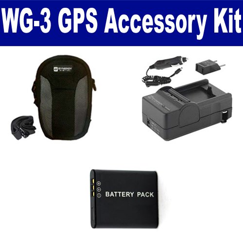 Pentax WG-3 GPS Digital Camera Accessory Kit includes: SDDLi92 Battery, SDM-192 Charger, SDC-23 Case