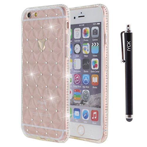 iPhone 6S Case, iYCK [3D Prism] Soft Flexible TPU Rubber Gel Crystal Clear [Studded Full Frame and Back] Diamond Bling Rhinestone Protective Shell Back Case Cover for iPhone 6/6S 4.7 inch - White