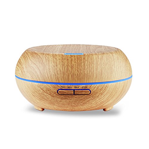200ml Essential Oil Diffuser, Amir® Electric Wood Grain Cool Mist Aroma Humidifier - 4 Timer Settings, 7 Color Changing LED, 6 Hours Continuous Mist - Waterless Auto off for Office, Study, Bedroom