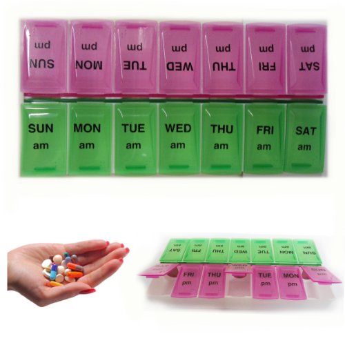 7 Day Pill Box with Clip Lids Medicine Tablet Holder Organiser Storage Travel Dispenser