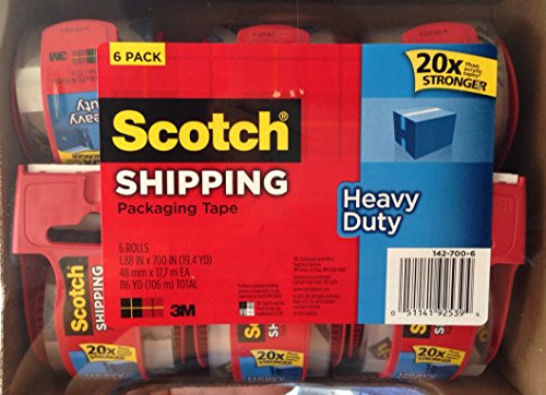 Scotch Heavy Duty Packaging Tape, 2 Inches X 700 Inches, 6 Rolls (142-700-6)
