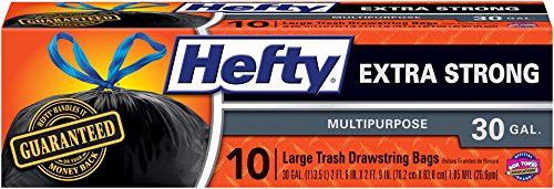 Hefty Drawstring Multipurpose Bags, 30 Gallon, 10 Count