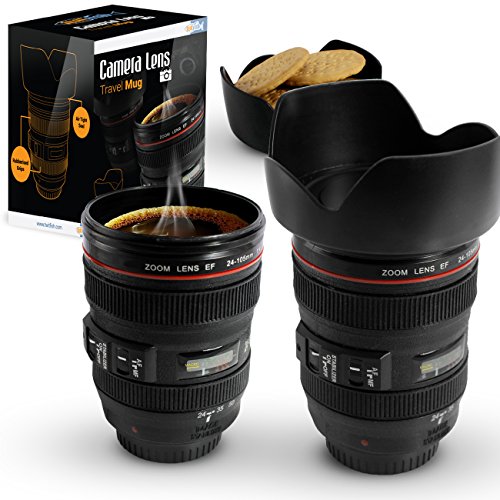 Twitfish® - Camera Lens Drinking Mug - With realistic lens detailing - scale 1: 1