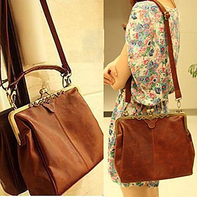 Fashionbox Classic Ladies' PU Crossbody Tote Bag Vintage Casual Message Shoulder Handbag - Vintage Brown