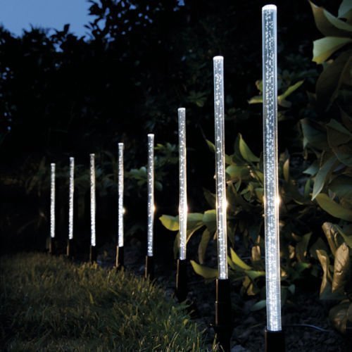 INHDBOX 8 x Led Crystal Bubble Solar Powered Lamps Garden Stick Lights Border Path New