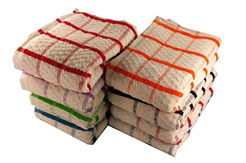 12 x Egyptian Cotton Tea Towels, Large Catering Grade Kitchen Tea Towels Dish Cloth By Olivia Rocco®