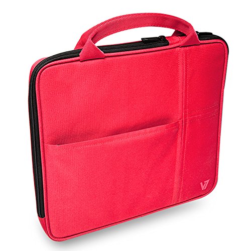 V7 All-in-one Tablet Sleeve Bag Case with Carrying Handle for iPad Air, iPad Mini 3, Amazon Kindle, Galaxy, Nexus, 7 to 9.7 Android and Windows Tablet PCs (TA20RED-1N)   - Red