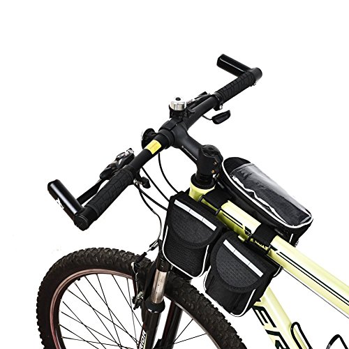 Rightwell Waterproof Premium Shockproof Mountain Cycling Bike Front Frame Bag Tube  Double Bag with clear screen waterproof for 4.7in/5.5in cellphone