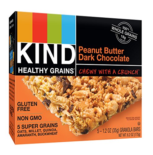 KIND Healthy Grains Granola Bars, Peanut Butter Dark Chocolate, Gluten Free, 1.2 oz Bars, 5 Count