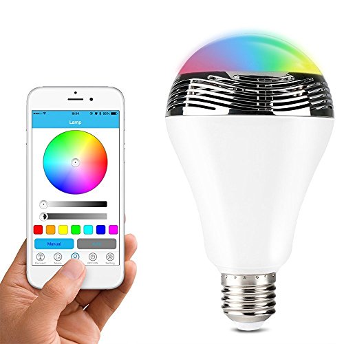 Expower Smart Led Light Bulb(E27) Speaker Wireless bluetooth 4.0 Speaker with App Remote Control, Adjustable Multi-colored Color Changing Mood for Home Decoration/Party/Holiday Gift, Work with iphone, ipod, ipad and Other Android Smart Phones