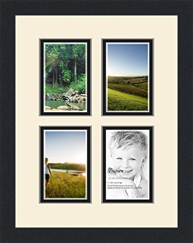 ArtToFrames Alphabet Photography Picture Frame with 4 - 4x6 (2) Openings. and Satin Black Frame.