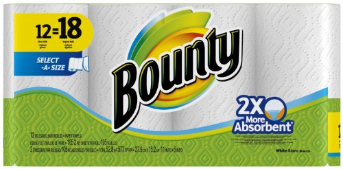 Bounty Select-A-Size Paper Towels, White, 12 Giant Rolls