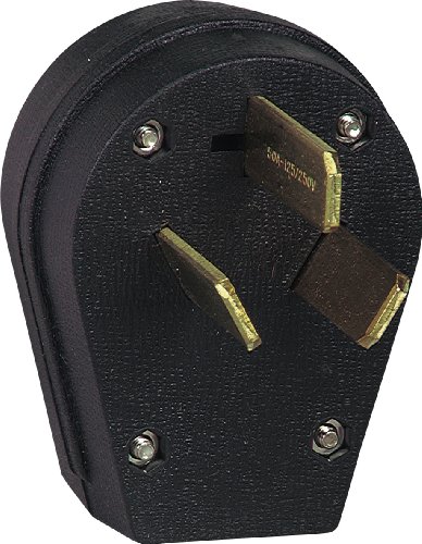 Cooper Wiring Devices S80-SP-L Commercial Grade Angle Universal Power Plug with 30-Amp, 125/250-Volt, 10-30-NEMA Rating, Black