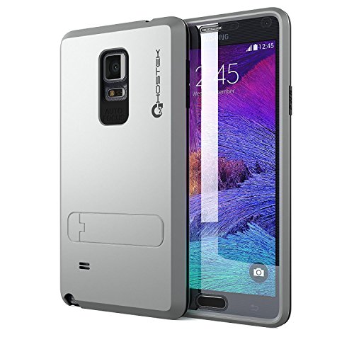 Note 4 Case, Ghostek® Bullet Series for Samsung Galaxy Note 4 Slim Premium Protective Armor Hybrid Impact Cover Carrying Case | Screen Protector | Kickstand | Ultra Fit | Warranty Exchange (Silver)