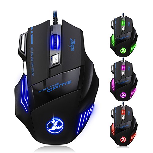 LIHAO ZELOTES T80 Gaming Mouse Wired Optical 5500 DPI 7 Button USB LED