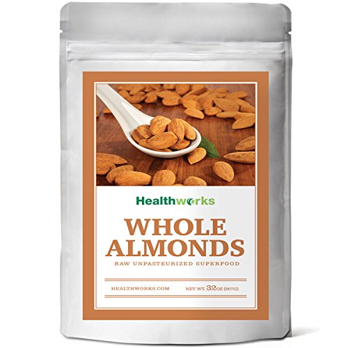Healthworks ALMONDS WHOLE RAW UNPASTEURIZED (Sproutable) PESTICIDE-FREE, 2lb