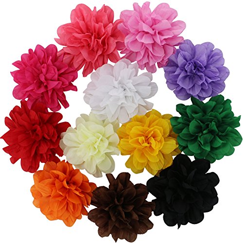 QingHan Girls Soft Silk Flower Hair Clips Hair Bows Headband DIY Flowers Pack Of 12