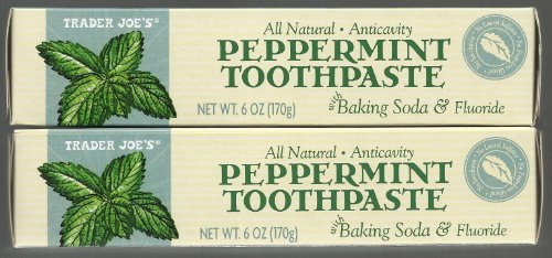 Trader Joe's All Natural Anticavity Peppermint Toothpaste with Baking Soda and Fluoride 6oz (Pack of 2)