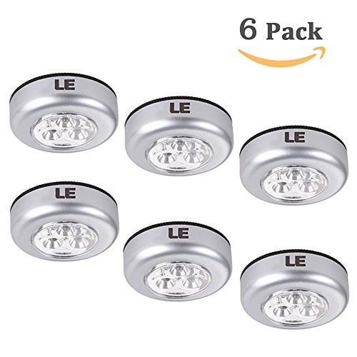 [New Release]LE® LED Battery Operated Stick-On Tap Light, MINI Under Cabinet Lighting, 3 LED Puck Light Bulbs, Warm White(3000K), Wireless Night Light (6 Pack)