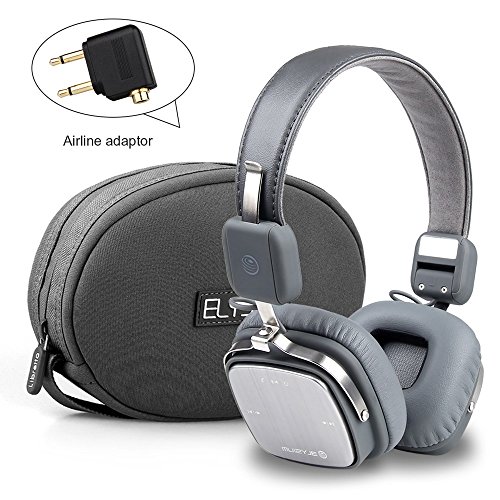 Yenona Wireless Bluetooth Stereo Headphones, Foldable Bluetooth Headset with Thumping Bass, Wireless / Wired Headphones with Microphone for iPhone / iPad / iPod / Samsung Galaxy / Bluetooth Devices (grey)