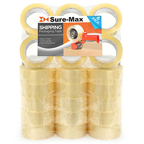 Sure-Max Premium Carton Packing Tape 1.8 mil 330 Feet (110 yards) - Clear - 1 Case (36 Rolls Total)