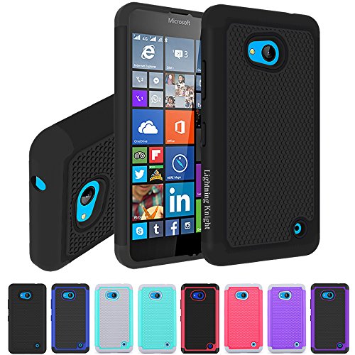 Lumia 640 Case, LK Lumia 640 Case [Drop Protection] Hybrid Dual Layer Armor Defender Protective Case Cover for Microsoft Lumia 640 (Black)