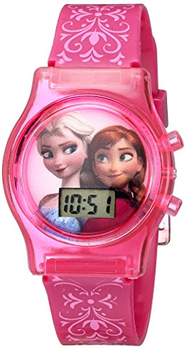 Disney Kids' FZN3560 Frozen Anna and Elsa Pink Watch with Plastic Band