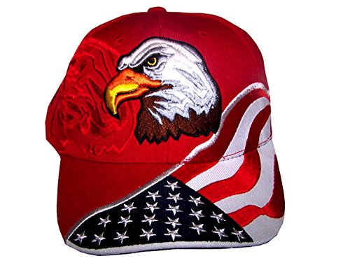 USA Flag Hat - Embroidered American Flag & Eagle Baseball Cap with 100,000 Embroidery Stitches
