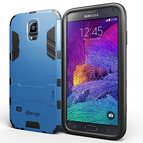Mengo Bionic [Ultra Slim] Shockproof Galaxy Note 4 Case with Built-in Kickstand and Matte Screen Protector (Aqua)