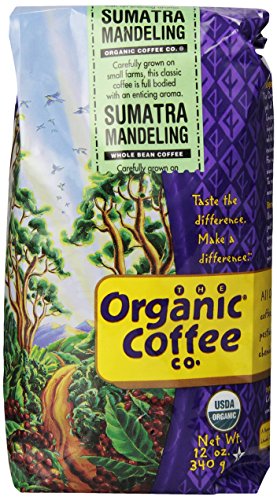 The Organic Coffee Co. Whole Bean, Sumatra, 12 Ounce (Pack of 3)