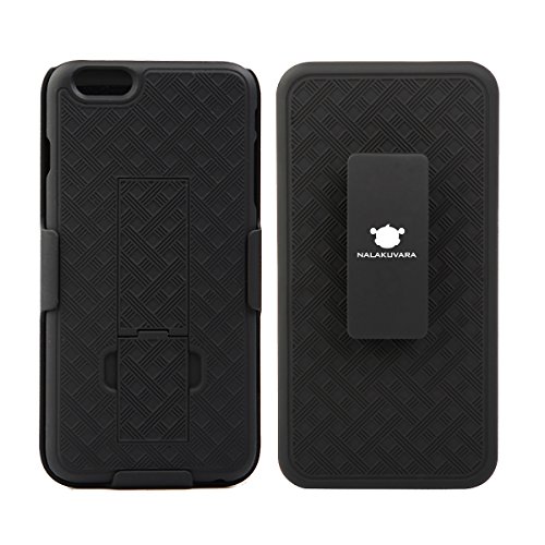 iPhone 6s Plus Case, NALAKUVARA Rugged TPU Shockproof Protection Secure Holster Shell with Locking Belt Swivel Clip and Kickstand Super Slim Hard Armor Layer Cover for iPhone 6s Plus - (Black)