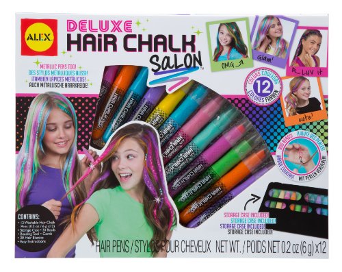 ALEX Toys - Spa Fun, Tattoo's and More, Deluxe Hair Chalk Salon Activity Kit with 12-Pens, 738X
