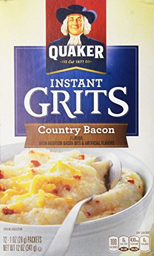 Quaker, Instant Grits, Country Bacon Flavor, 12oz Box (Pack of 4)