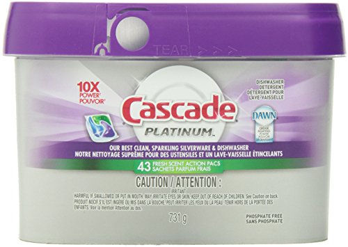 Cascade Platinum ActionPacs, Fresh Scent, 43 Count- Packaging May Vary