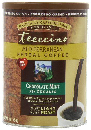 Teeccino Caffeine Free Herbal Coffee, Espresso Grind, , Chocolate Mint, 16-Ounce