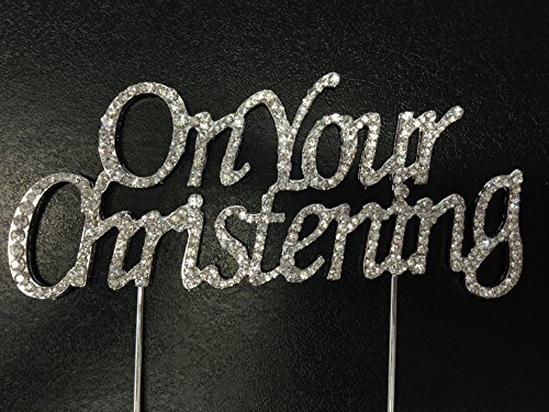 Rhinestone Cake Topper Number Pick Christening Diamante Gems Decoration - On Your Christening