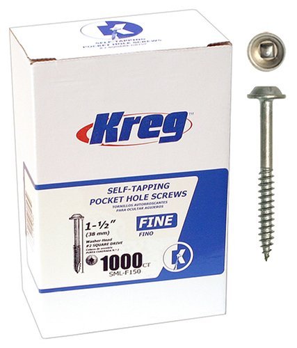 Kreg SML-F150-1000 Pocket Hole Screws - 1-1/2-Inch #7 Fine Washer-Head 1000ct