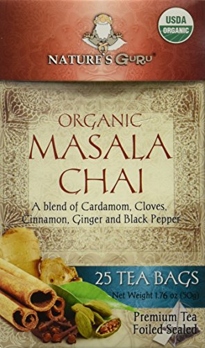 Nature's Guru Organic Tea, Masala Spice, 25 Count (Pack of 12)